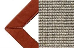 Sisal grå 014 tæppe med kantbånd i bricked farve